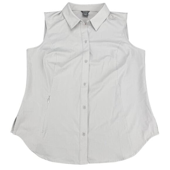 NWT EDDIE BAUER Women's Sleeveless Tech Shirt Sz Medium Gray - Picture 2 of 5